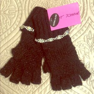 NWT Betsey Johnson texting gloves black/metallic